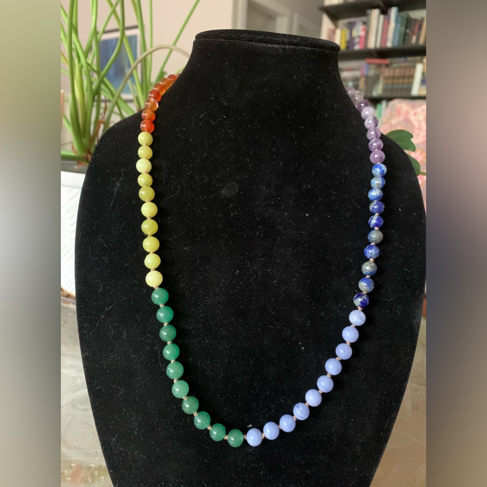 Hand Knotted Chakra Gemstone Necklace - Picture 1 of 3